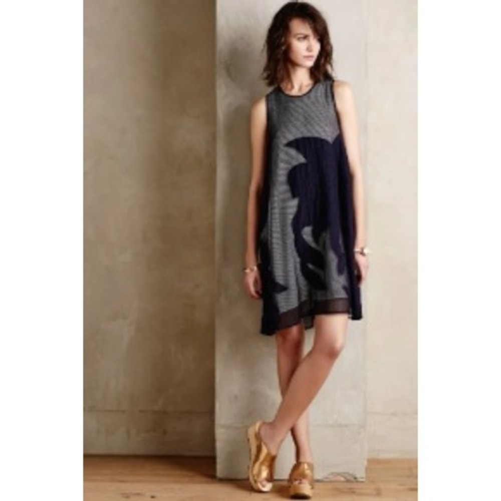 Hutch Chaparral Swing Dress Women S Blue‎ Floral Mesh Applique Sleeveless Boho